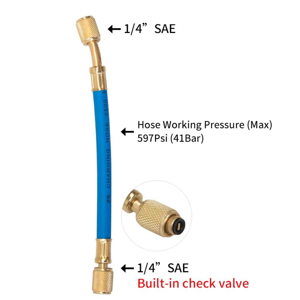 Car A/C Oil/Dye Injector 30Ml 1Oz with Low Side Quick Coupler Adapter 1/4 Air Conditioning Automotive Oiler Injection Syringe