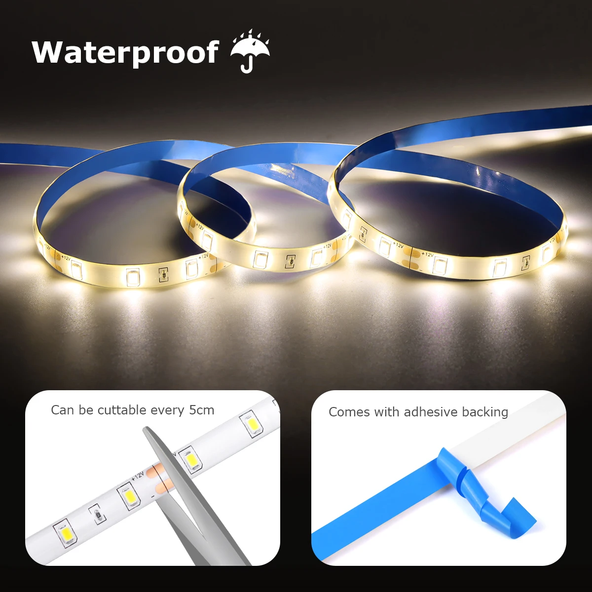 Set di strisce luminose a LED con sensore di movimento PIR intelligente DC12V Tempo di ritardo impermeabile regolabile Fai da te tagliabile per le scale del corridoio della camera da letto di casa