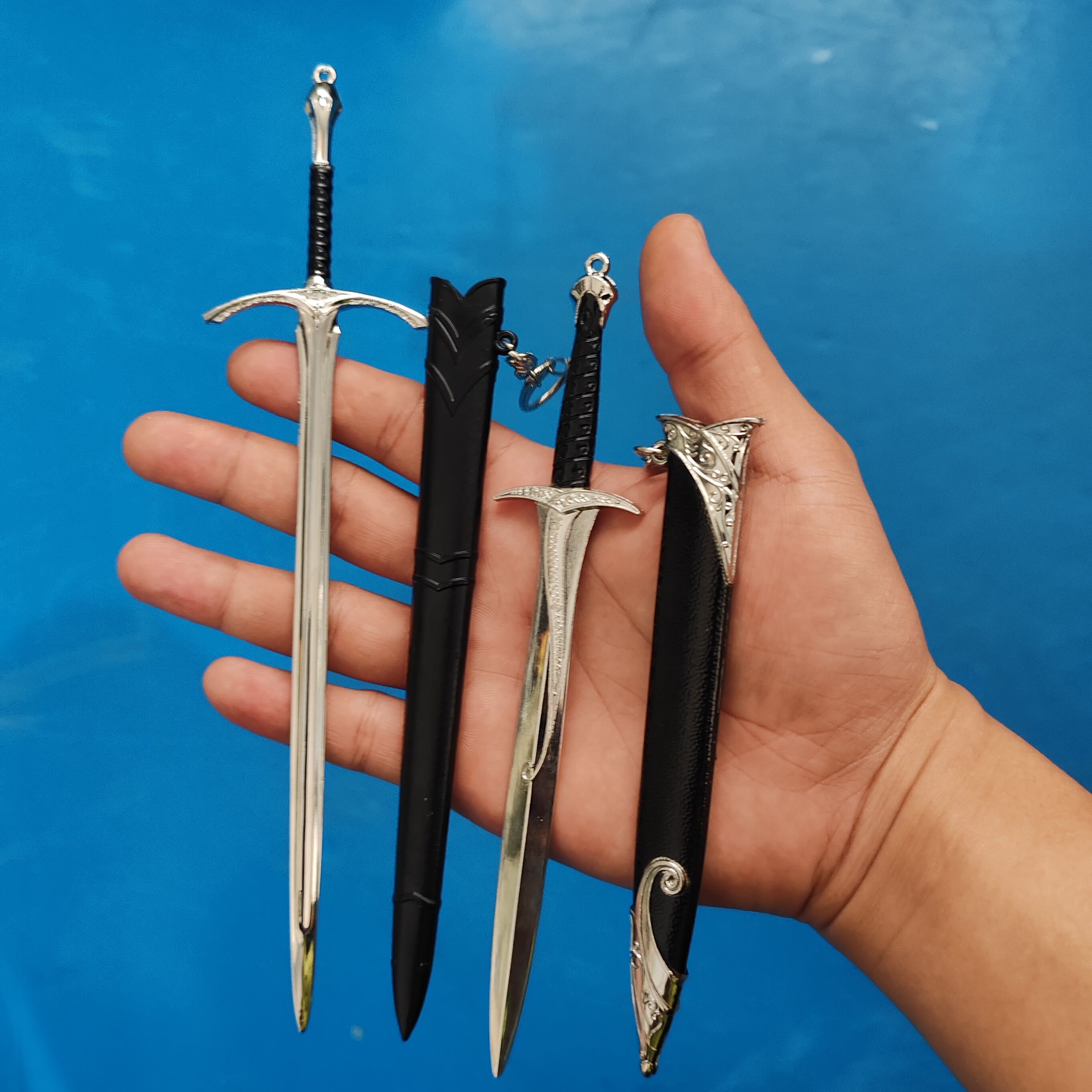 22cm elfos anduril terra média arma glamourosa aragorn narthil espada de metal katana samurai espada chaveiro ornamentos presentes brinquedos