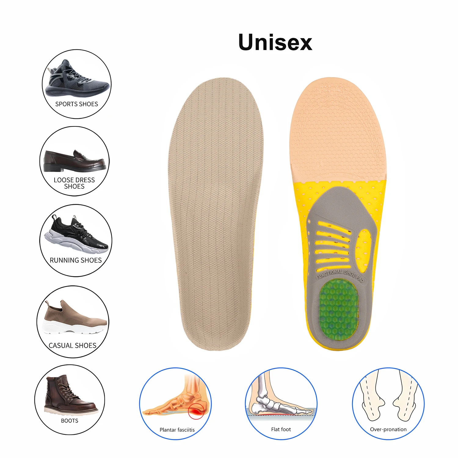 1 쌍 정형 안창 Orthotics 플랫 발 건강 신발 용 단독 패드 발바닥 근막 염 발 관리를위한 아치 지원 패드 삽입