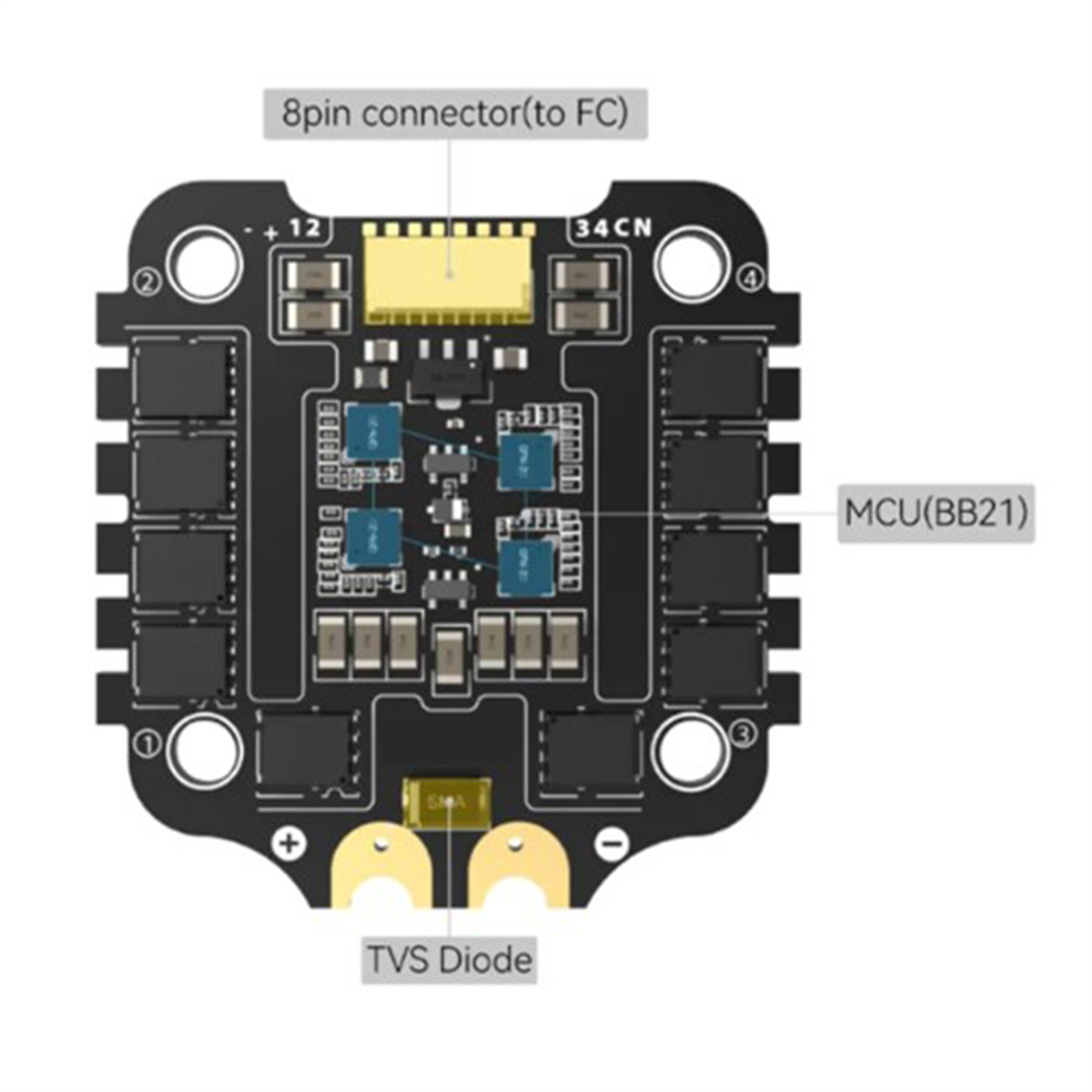 Babq para speedybee SB-F4V3-50-STACK feta suporte motor de 8 vias 1000uf capacidade módulo capacitor de alta frequência e baixa resistência
