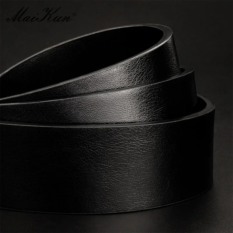 Maikun เข็มขัดลําลองผู้ชายวินเทจสีดําหัวเข็มขัดนักเรียนเข็มขัดหนังอเนกประสงค์กว้าง