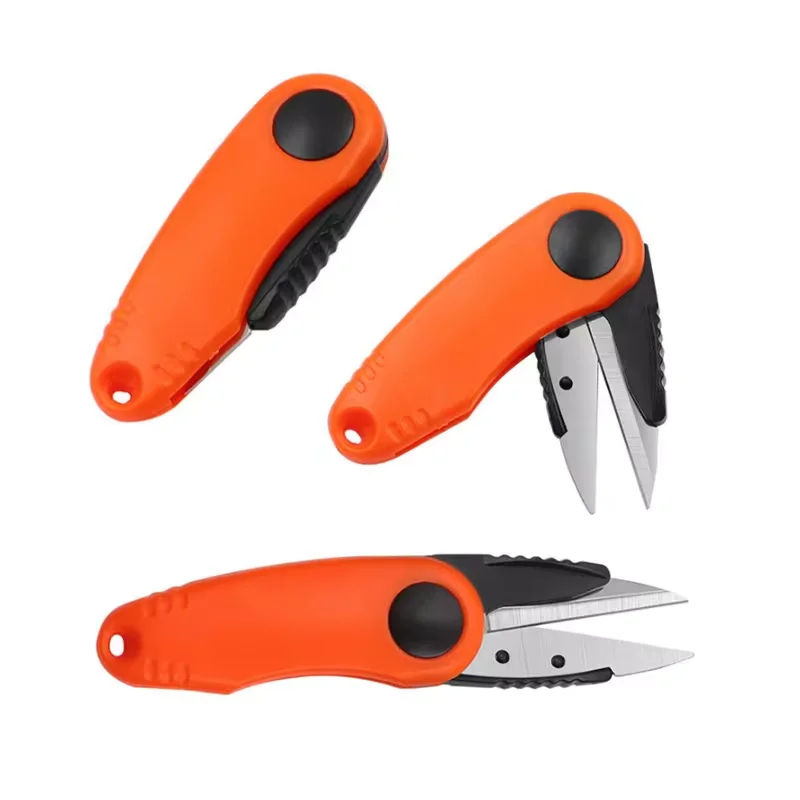 Tijeras plegables en forma de camarón, tijeras de acero inoxidable, cortaúñas, uso de pescado, cortador de línea de pesca, accesorios para pesca
