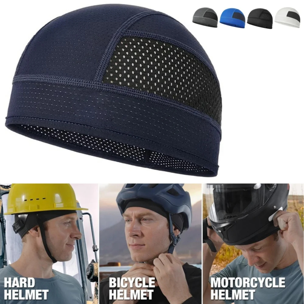 Gorro de malha fina com aberturas, gorro para homens, absorvente de suor, caveira sob o capacete, absorção de umidade, boné de ciclismo para piloto