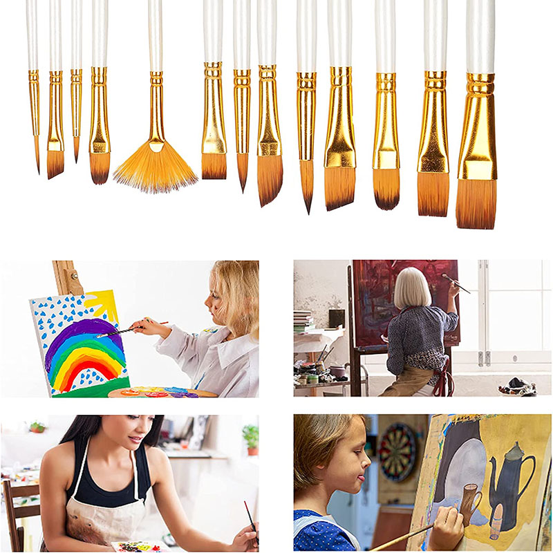 Set di pennelli per pittura da 13 pezzi Pennello per pittura per artisti per olio acrilico Acquerello Pittura a guazzo Forniture professionali per artisti