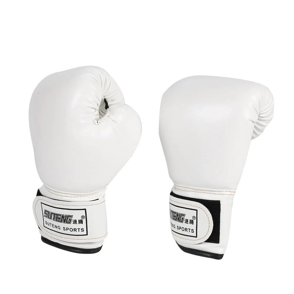 2 uds guantes de lucha de entrenamiento de boxeo guantes de cuero para niños Muay Thai Kickboxing
