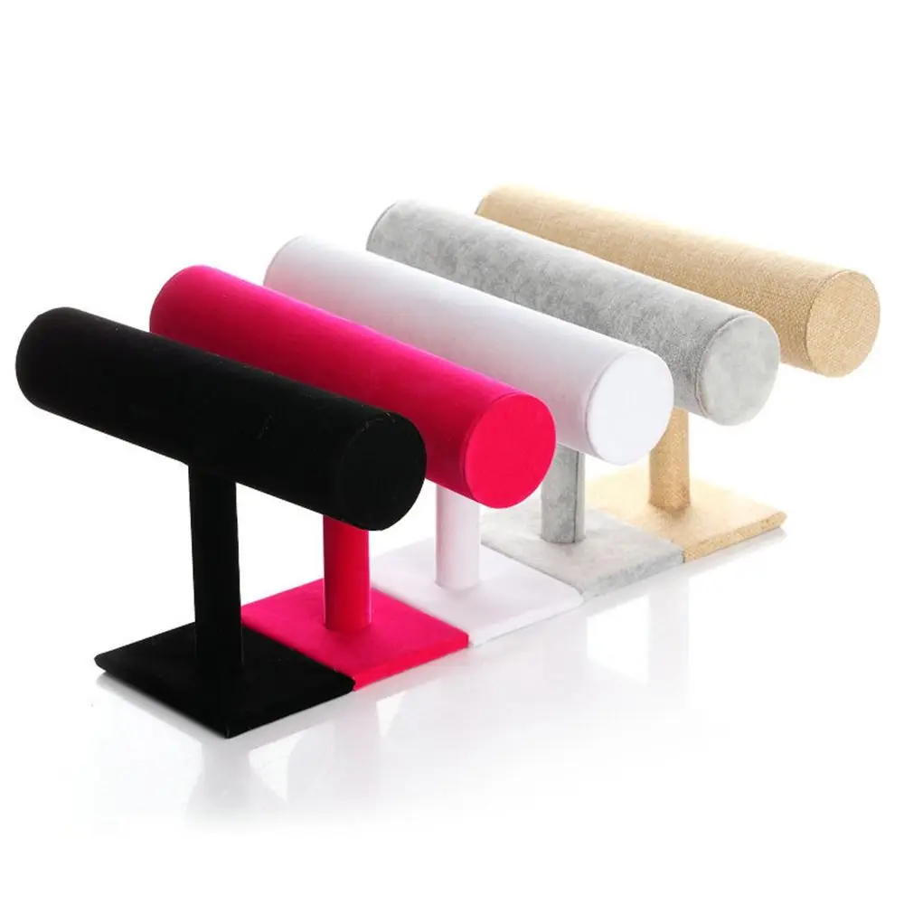 6 Farben aufrechtes Samt-Armband, Kette, Uhr, aufrechtes Display-Rack, Schmuck-Organizer, harter Schmuck-Display-Ständer