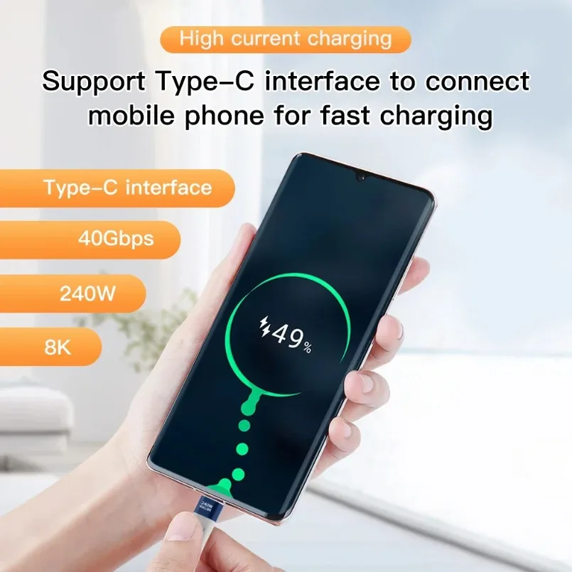 Flat Cable Short USB C to USB C 240W Fast Charge 40Gbps 8K Video FPC Flat Slim Flexible For MacBook Steam Deck Monitor Extension