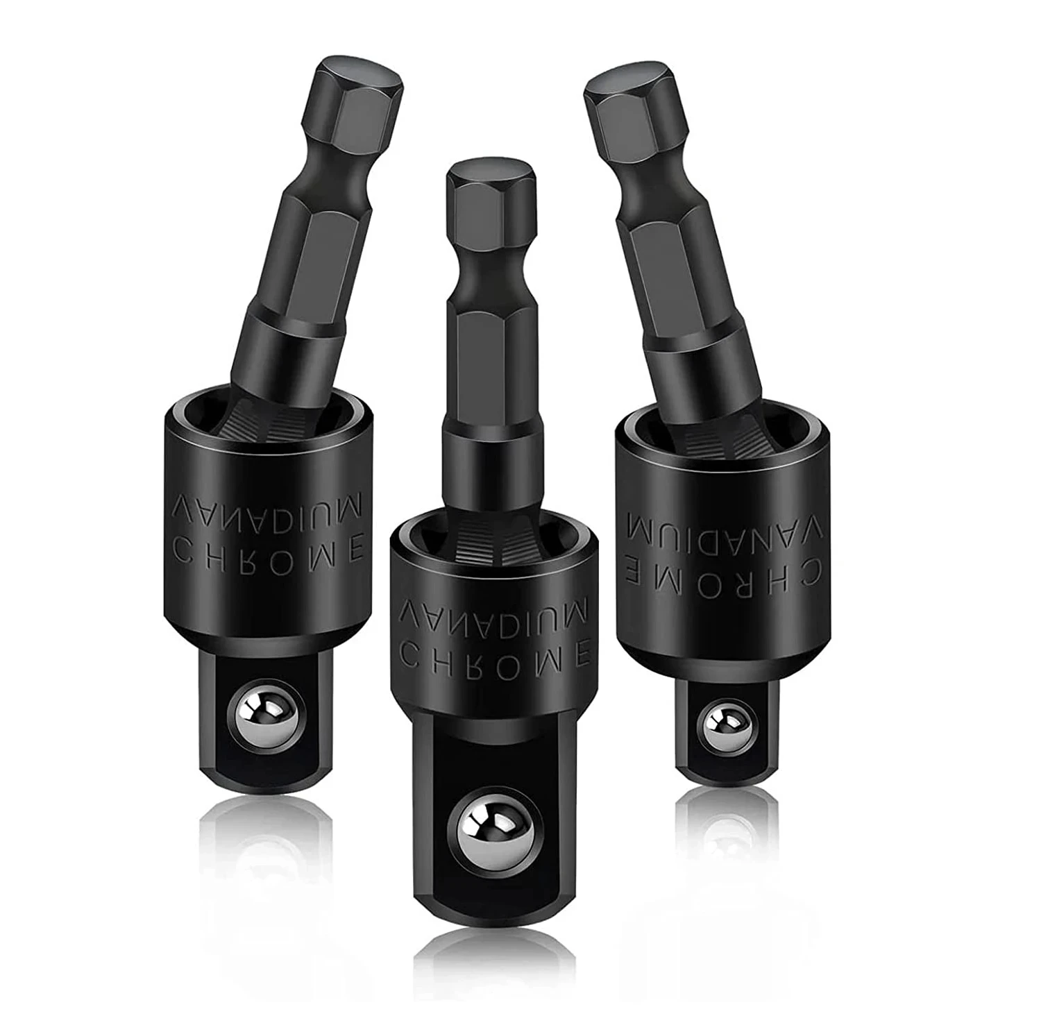 3 Stück 360 °   Bohrer Pneumatische Schraubendreher Hülse Universal Adapter Sechskantschaft Drehen Quadratischen Kopf Schwenk Verlängerung Werkzeug Set