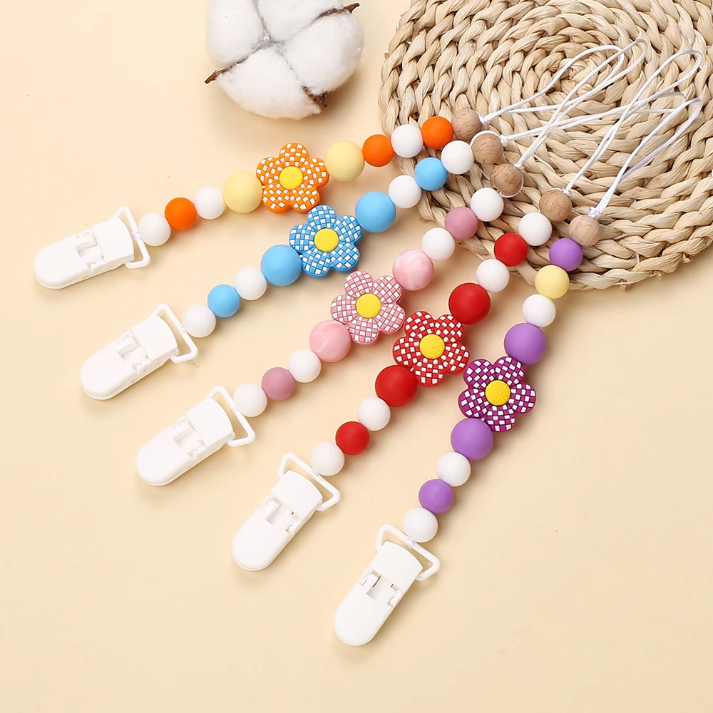 Sangle de sucette pour bébé, Clip de sucette, anneau de dentition, boucle, perles en Silicone, porte-mamelon factice, garde, pendentif, cadeau pour bébé