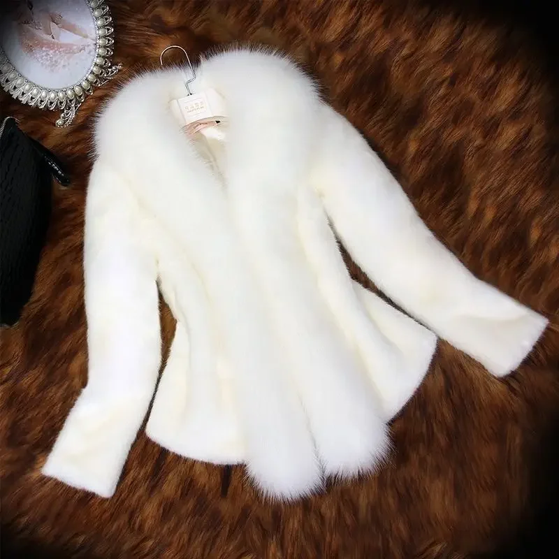Frauen Weiß Dicke Faux Pelz Jacke Colorblock Herbst Winter Maxi Mantel Kurze Warme Luxus Schwarz Pelz Parkas Bontjas Pelzigen Oberbekleidung