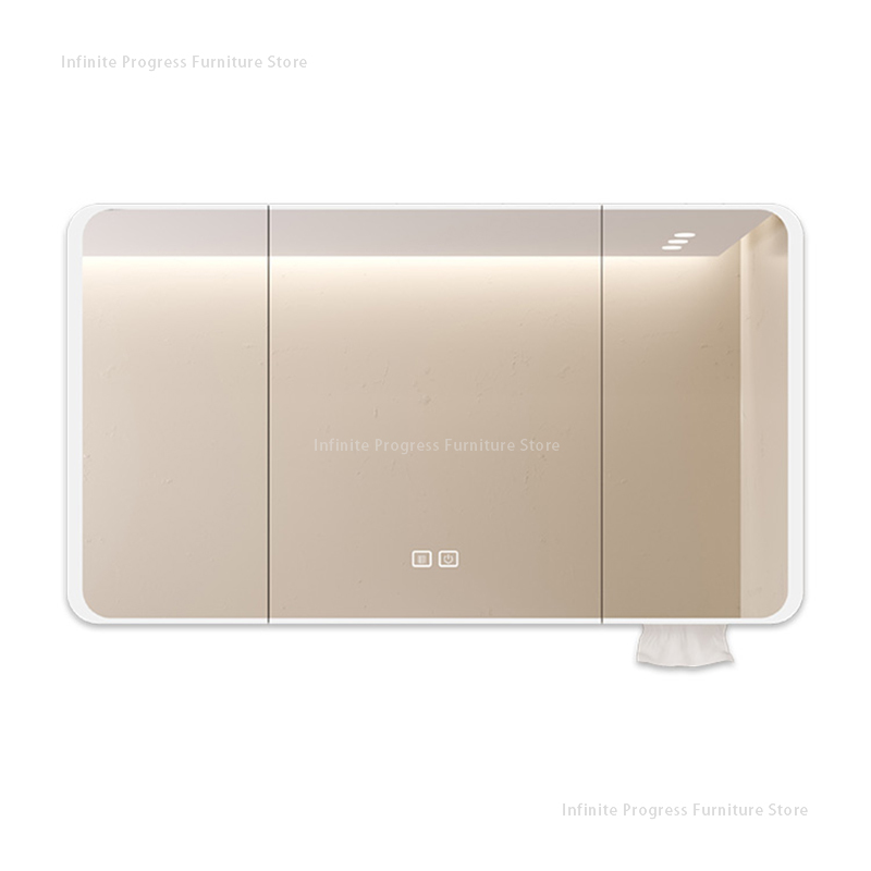 Arc-shaped Smart Bathroom Mirror Cabinet, Wall-mounted Bathroom Mirror Cabinet with Lighting, Smart Bathroom Mirror Cabinet
