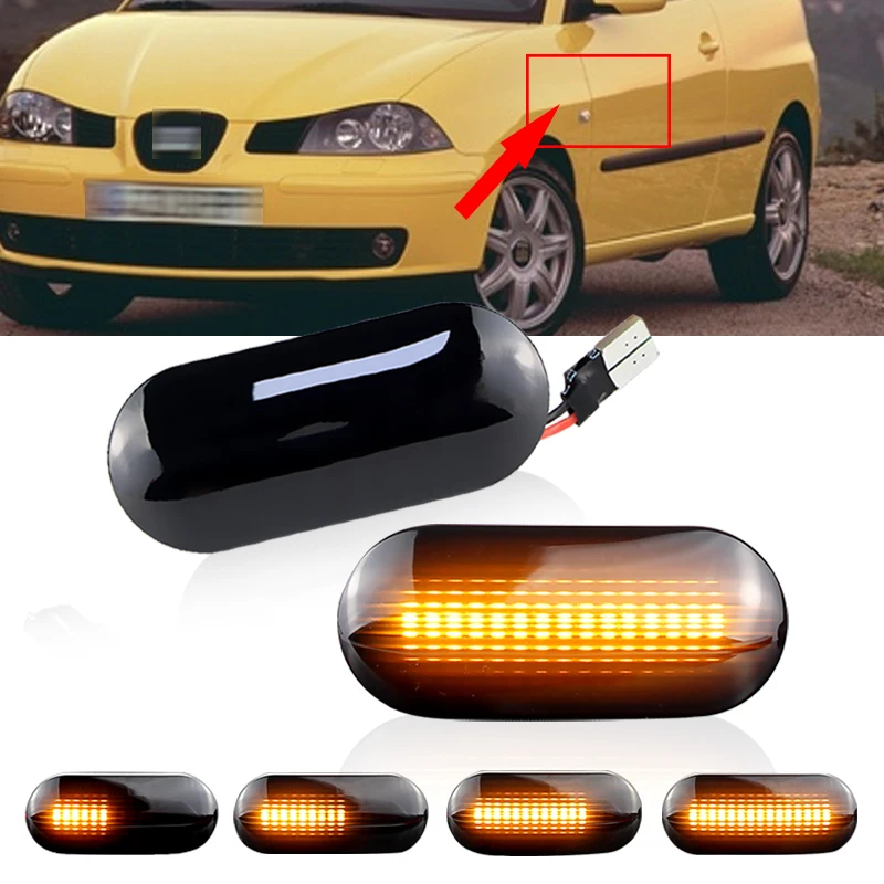 2 шт. для SEAT Ibiza 6L 2002-2008 Cordoba Toledo Leon MK1 MK2 1996-2006 светодиодный динамический боковой габаритный фонарь указатель поворота 14805294
