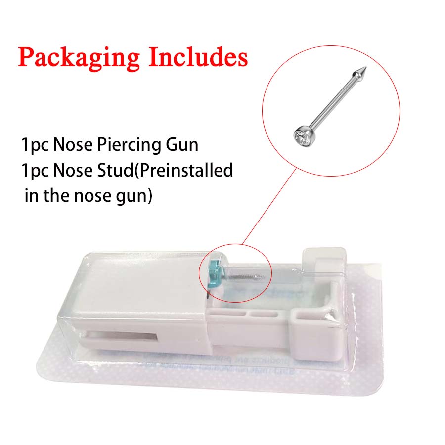 1PC Disposable Nose Piercing Gun Built-in Stainless Steel Nose Stud-Sterile Self Nose Piercing Kit Unit