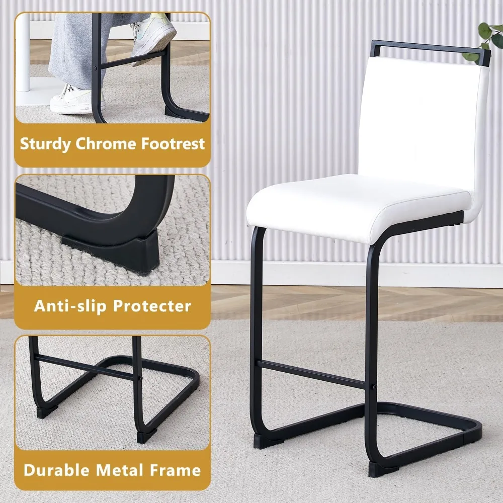Counter Height Bar Stools Set of 4, Counter High Chairs with Painted Metal Legs-back, Barstools for Kitchen Island, Bar Stool