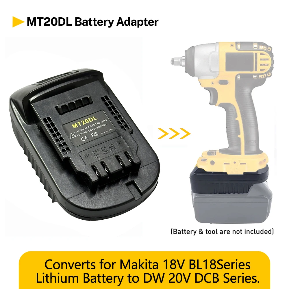 Адаптер аккумулятора MT20DL подходит для литий-ионного аккумулятора Makita 18 В BL1850/BL1840 BL1830, преобразователь в электроинструменты Dewalt 18 В 20 В