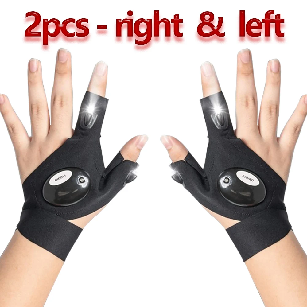 Linterna LED, guantes luminosos para correr, impermeables, ciclismo, Camping, senderismo, guante de rescate, lámpara, guantes de iluminación, guantes sin dedos