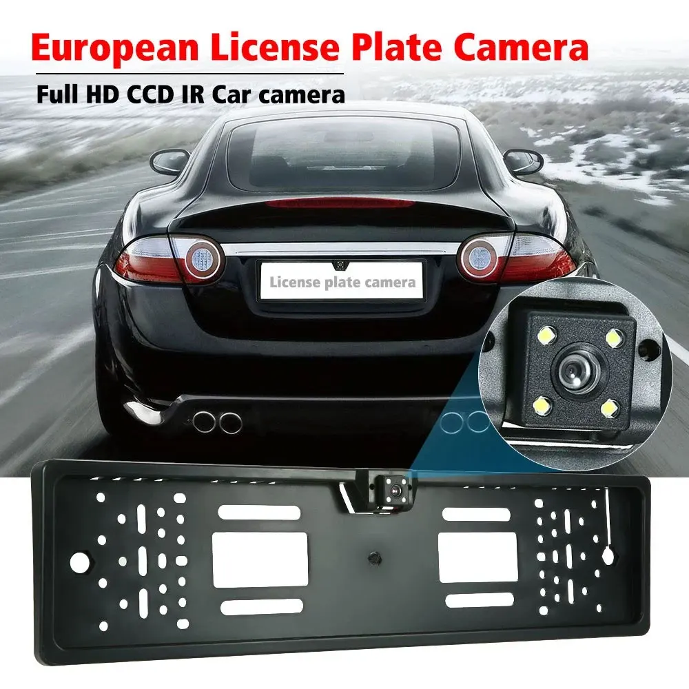Cauda Porta de matrícula Frame, câmera de visão traseira, impermeável, visão noturna, Backup reverso, UE, europeu, 4, 8, 12 Luz LED