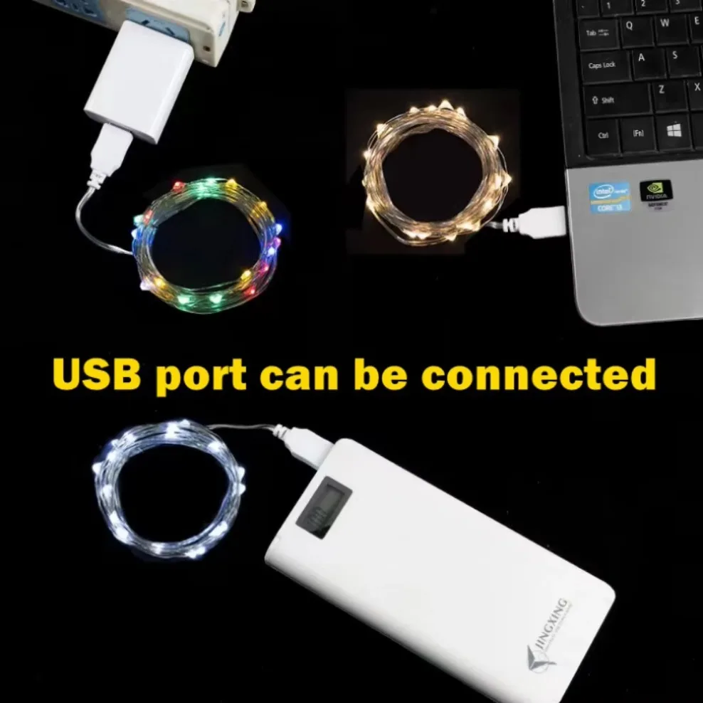 20M USB impermeabile luci a LED stringa filo di rame argento ghirlanda luci leggiadramente per la ghirlanda di decorazioni per feste di nozze di Natale