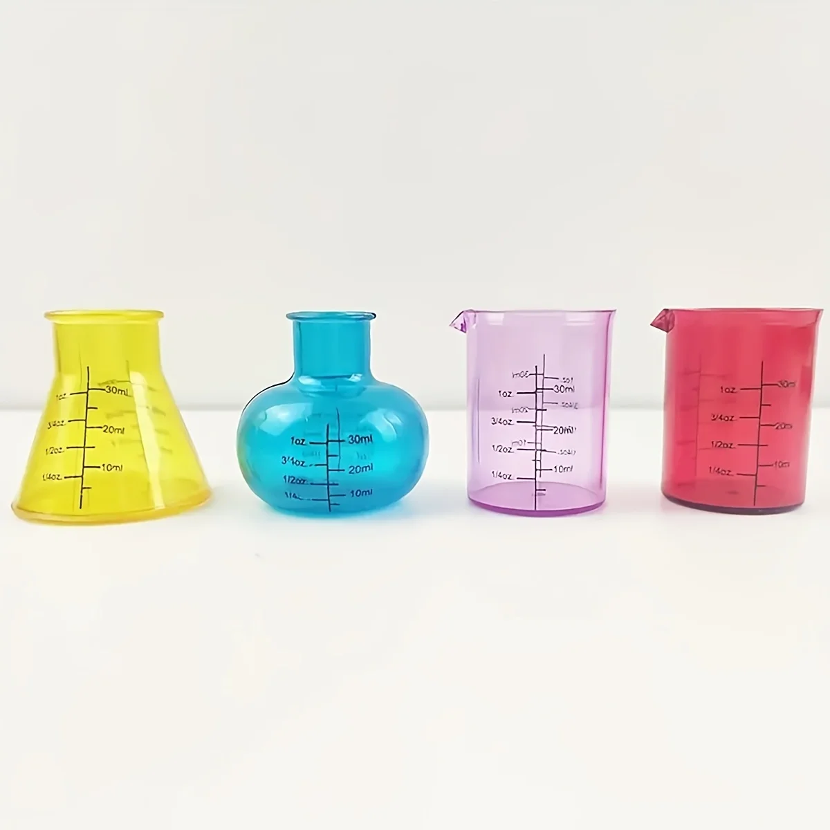 4 Colored Measuring Cups 4 Colored Droppers Educational Mini Measuring Cups Teaching Aid, Plastic Science Experiment Sensory DIY