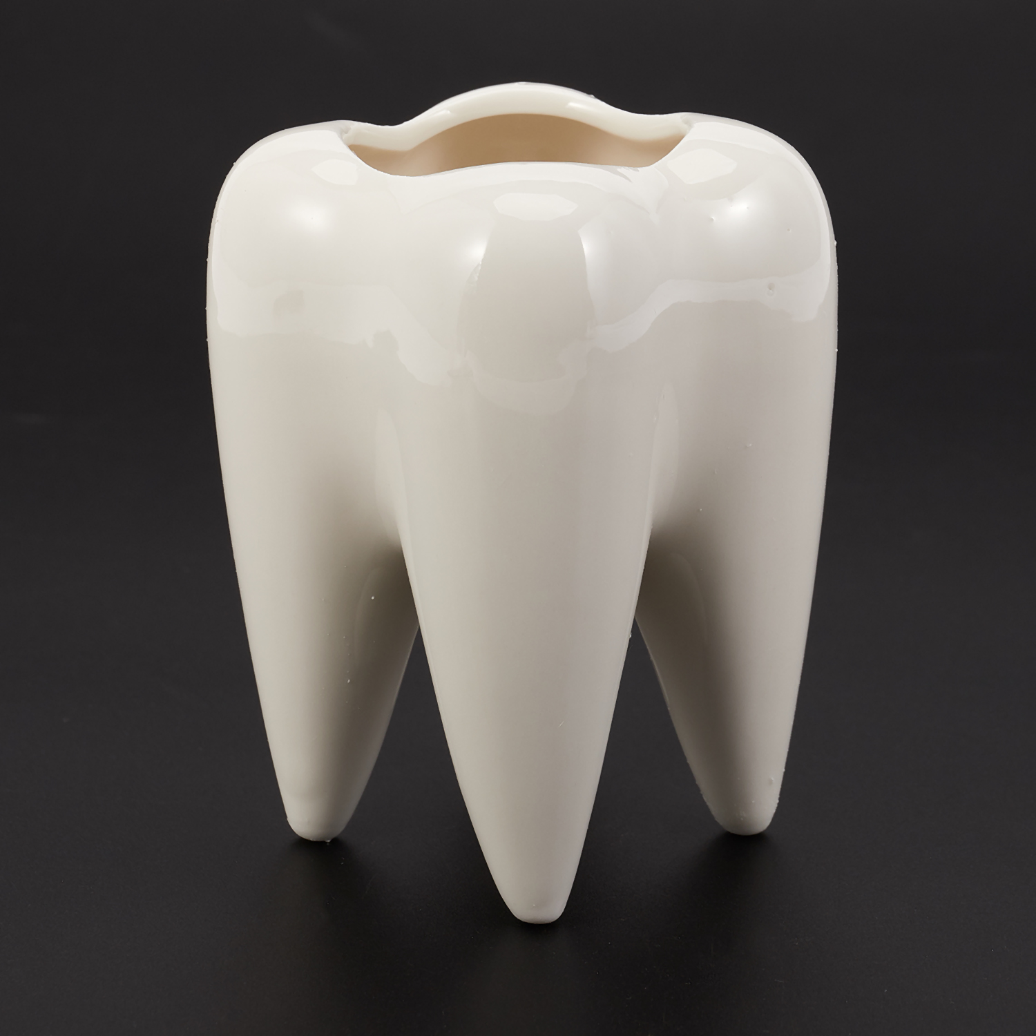 Tooth Shape White Ceramic Flower Pot Modern Design Planter Teeth Model Mini Desktop Pot Gift(without plants)
