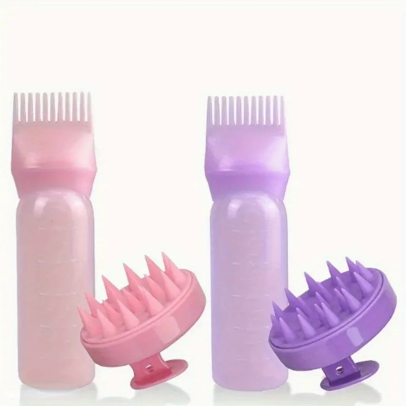 2 stks/set Siliconen Haar Kam Met Wortel Kam Applicator Fles Set Haarolie Applicator Shampoo Borstel Salon haar styling tools