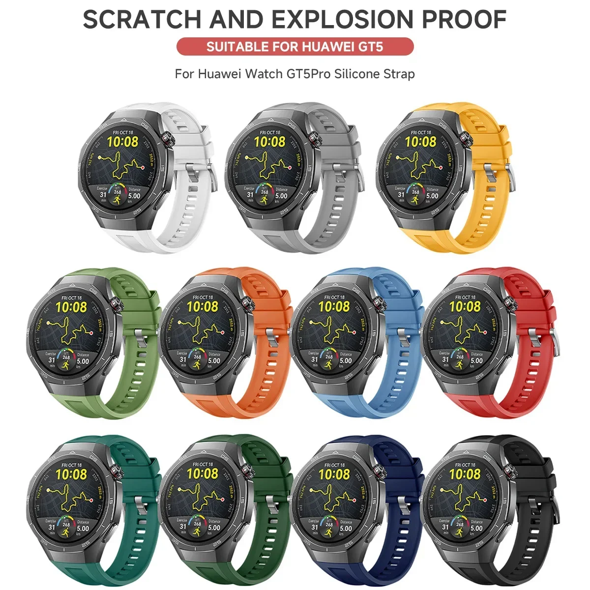 22mm Sport  Band for Huawei GT5 Pro 46mm Silicone Strap for Xiaomi Watch S4 S3 Bracelet Replaceable Correa Watchband Accessories