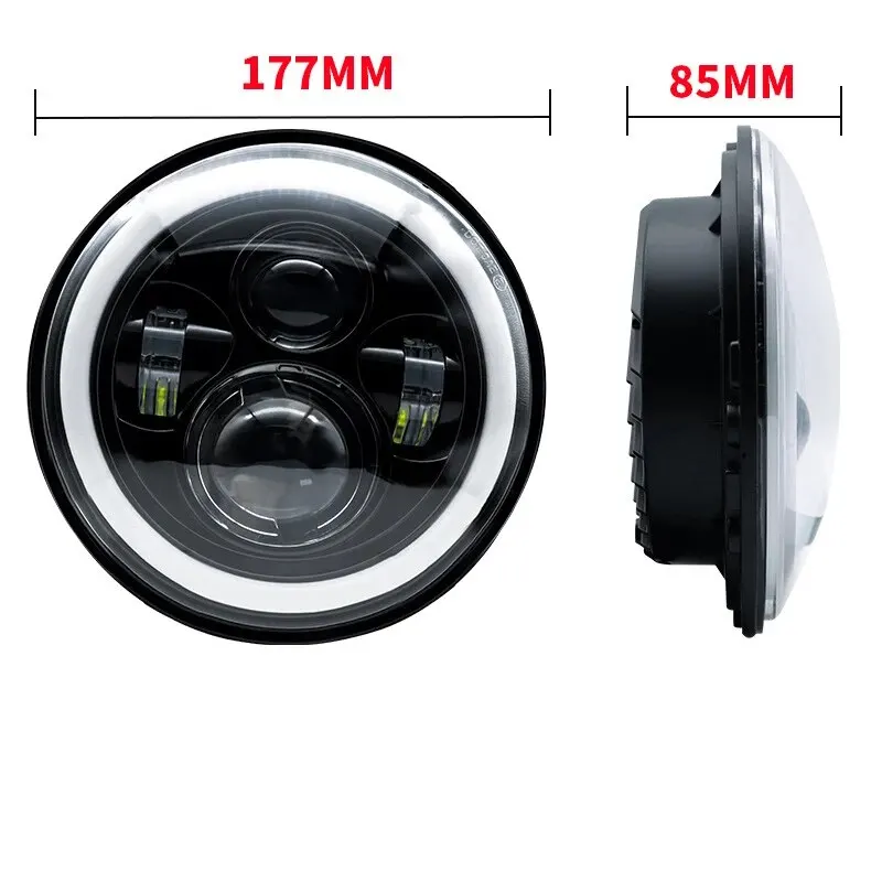 ไฟหน้ารถโมโต LED 1ชิ้น7นิ้วไฟหน้ากลม H4พร้อมไฟเลี้ยวสีเหลืองสำหรับ Jeep Wrangler JK TJ ไฟหน้ารถ