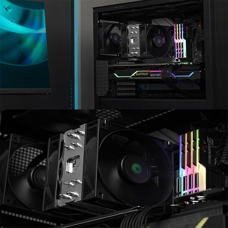 DEEPCOOL AG400 4 ท่อความร้อนพัดลมคู่ CPU หม้อน้ําระบายความร้อน 2000RPM พัดลมระบายความร้อนเดสก์ท็อปสําหรับ Intel LGA1700 1200 115X AMD AM4