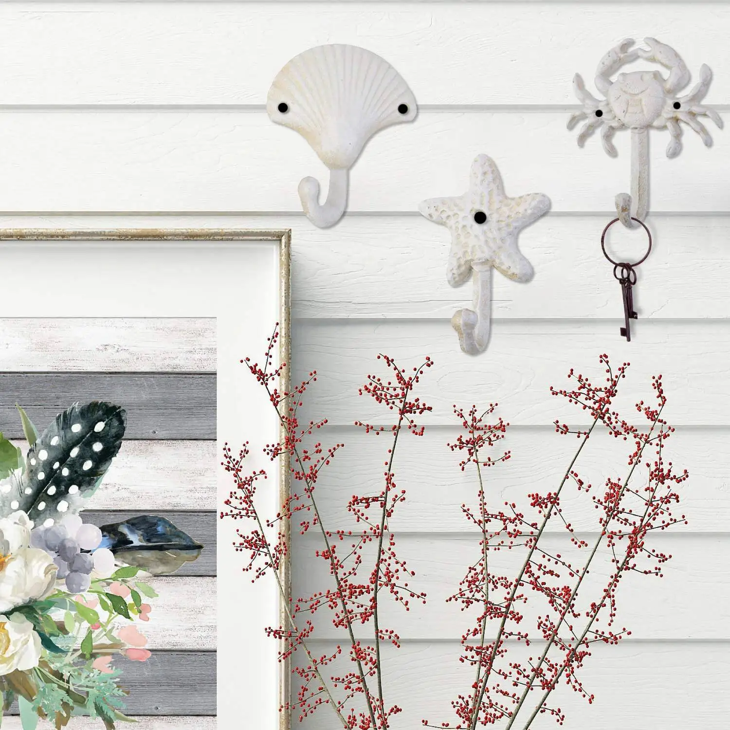 Starfish Cast Iron Decorative Wall Hooks Coats Aprons Hats Towels Hooks Beach Ocean Theme Chic Metal Hooks