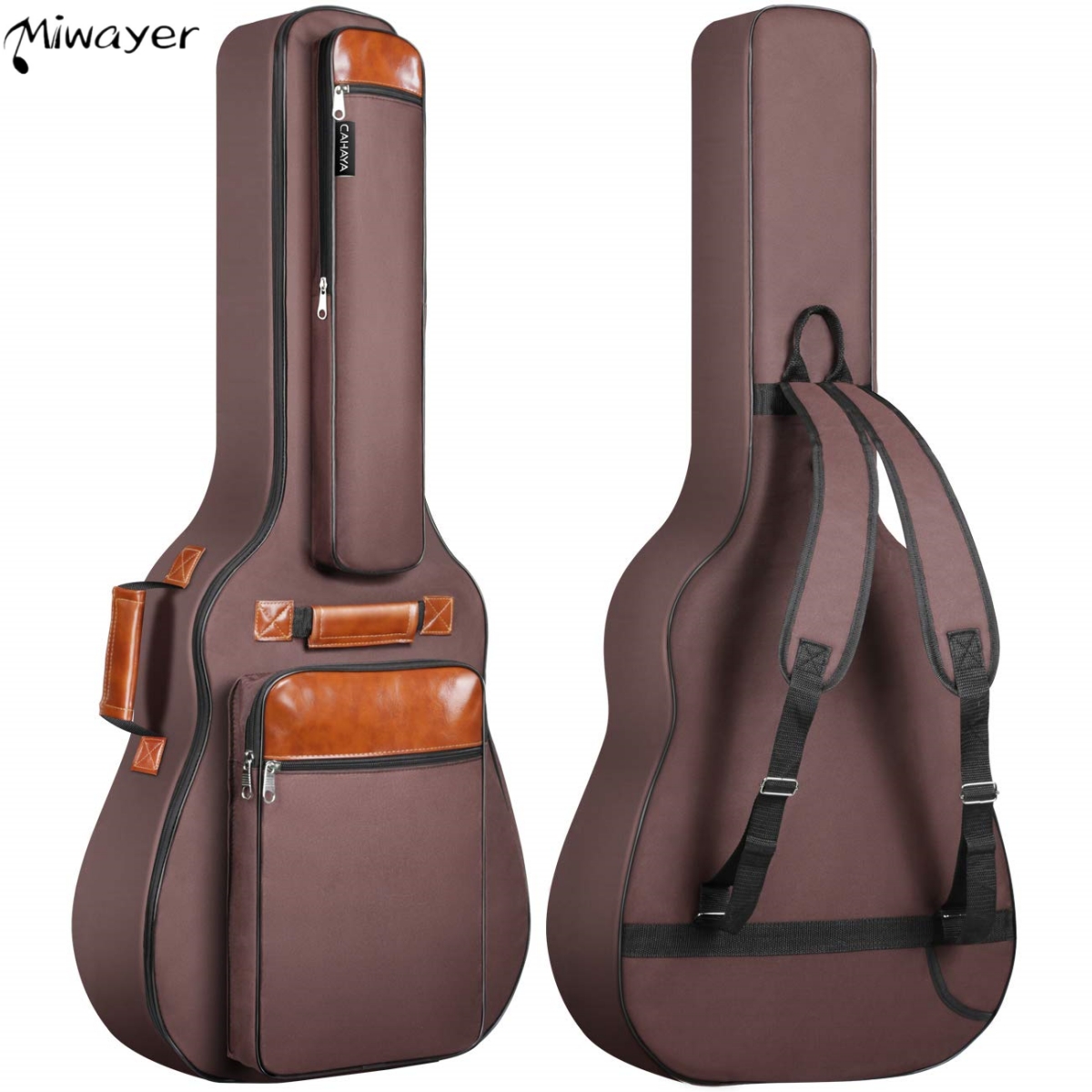 Miwayer Akustikgitarrentasche, 41,3 cm, verdickt, wasserdicht, Oxford-Nylon, Doppelgurte, Baumwolle, gepolstert, Gitarrenkoffer, Gig-Rucksack