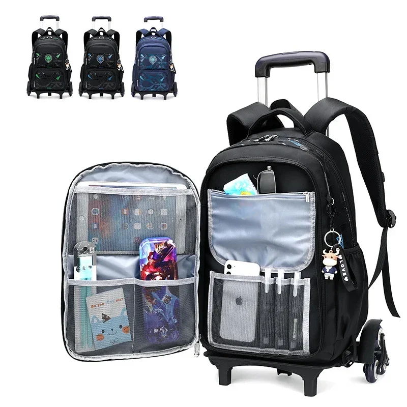 Mochilas escolares con ruedas para niños, mochila escolar para estudiantes, puede subir escaleras, Maleta informal, mochila de viaje para niños de 6 a 13 años