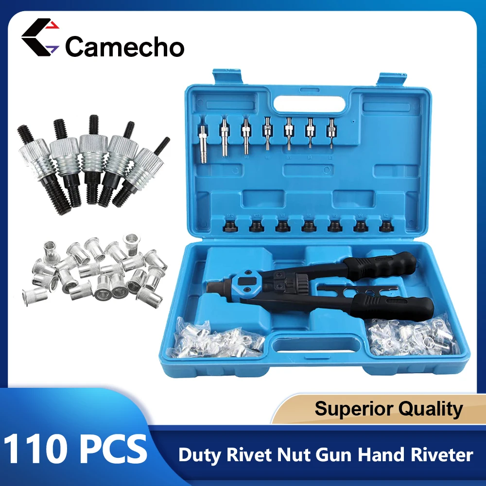 Rivet110pcs ensemble de pinces à rivets ensemble d'outils de rivetage professionnel M3 M4 M5 M6 M8 M10 M12 riveteuse manuelle filetage riveteuse pince Machine