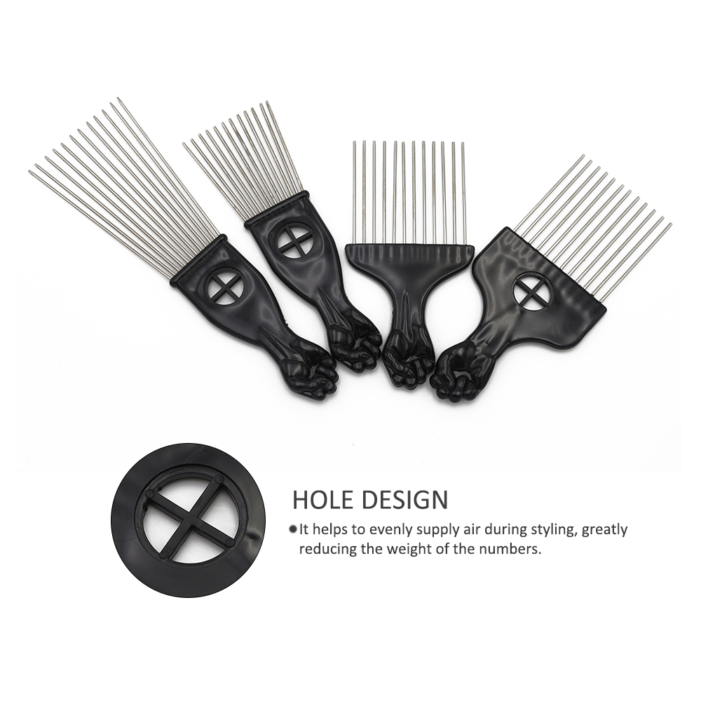 Peluquería profesional peinado Afro peine mango de plástico diente de Metal peluquería herramientas de selección de cabello rizado para hombre negro