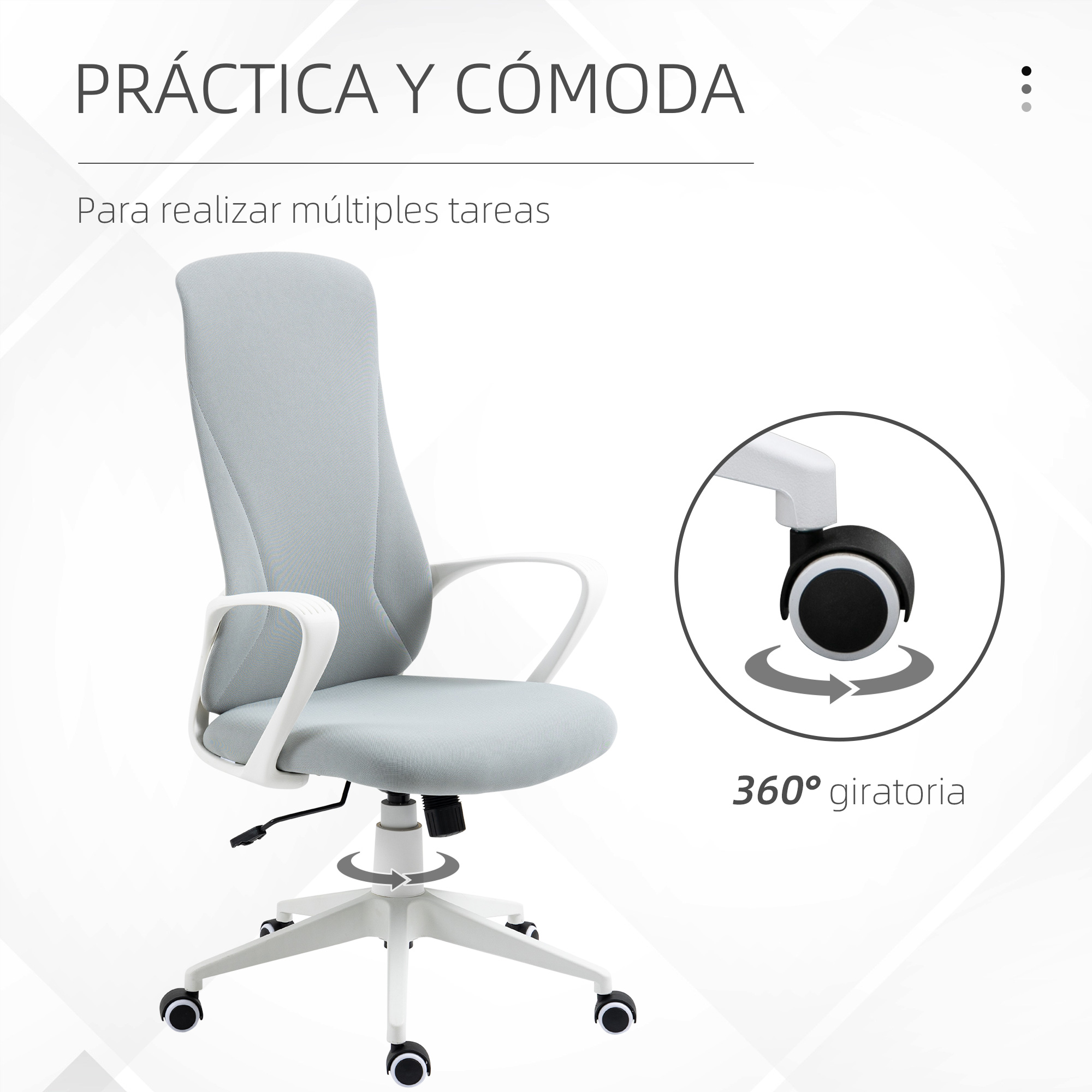 Vinsetto bürostuhl drehbar höhen verstellbar 62 x56x110-1. 5 cm grau