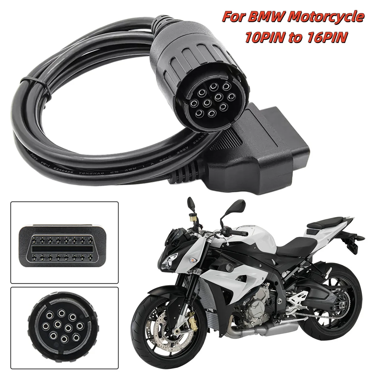 Für BMW Motorrad 10PIN zu OBD2 16Pin Adapter Kabel ICOM D 10 PIN Schnittstelle OBD II Stecker Diagnose Verlängerung Werkzeug