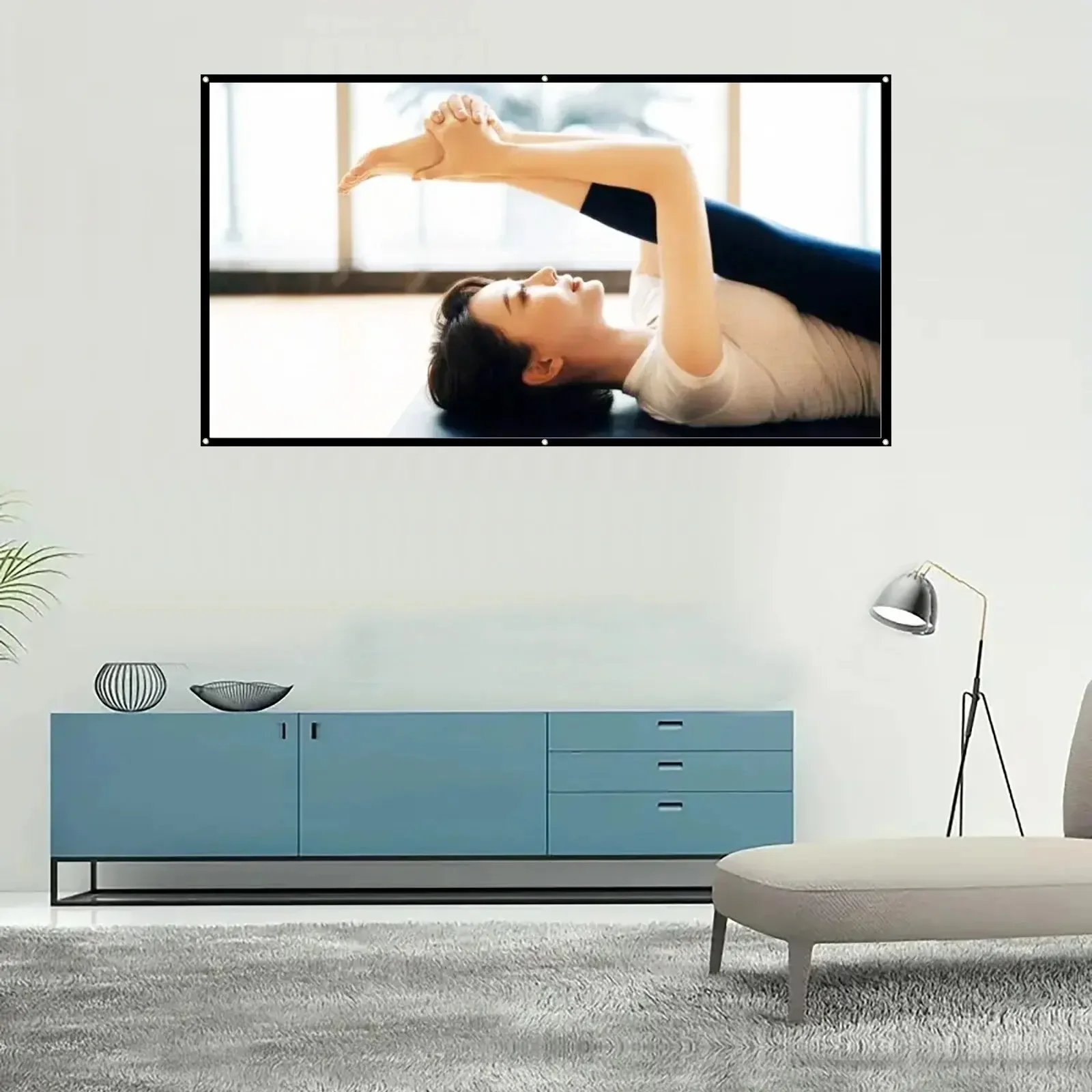 2025 High Brightness Portable Projection Screen Anti-Light Projector Curtain Metal Reflective Cloth Fabric 10-130 inch For HY300