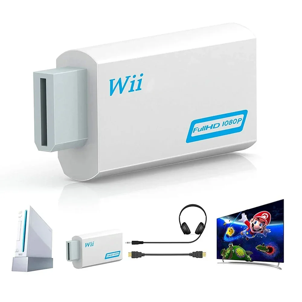 Adattatore convertitore compatibile Wii a HDMI Full HD 1080P Convertitore compatibile Wii2HDMI Audio da 3,5 mm per display monitor HDTV PC