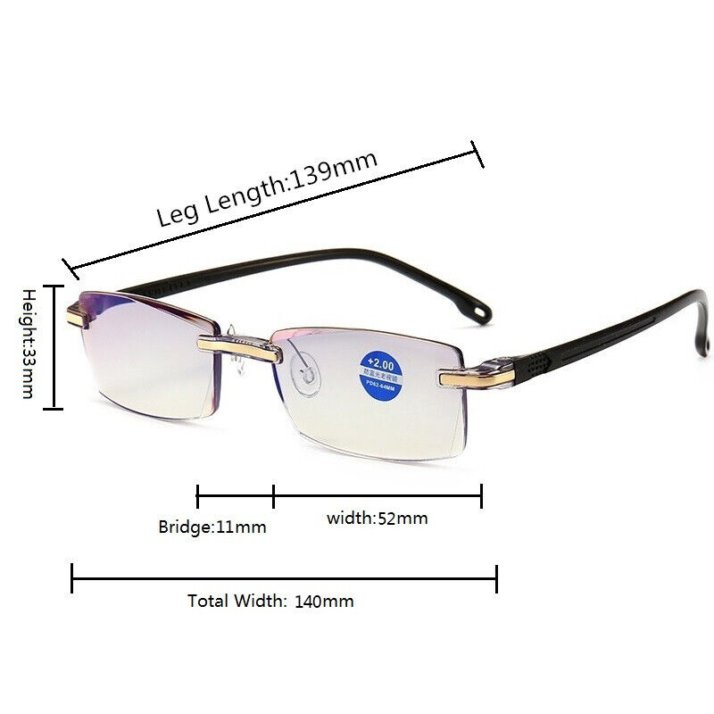 KLASSNUM 2025 Rimless Reading Glasses For Men Women Retro Square Ultralight Anti Blue Light Eyewear Optical Eyeglasse Resin Len