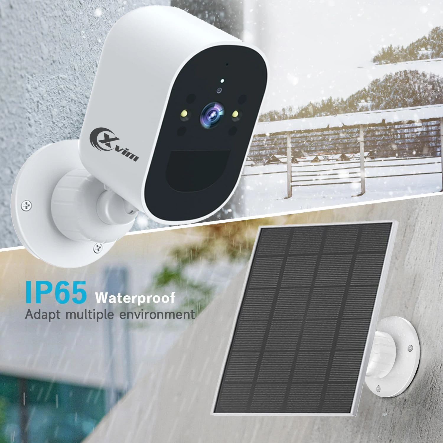 XVIM 4MP Solar Security Camera Wireless WiFi 4MP Solar Battery Powered Camera HD Home Surveillance Protection