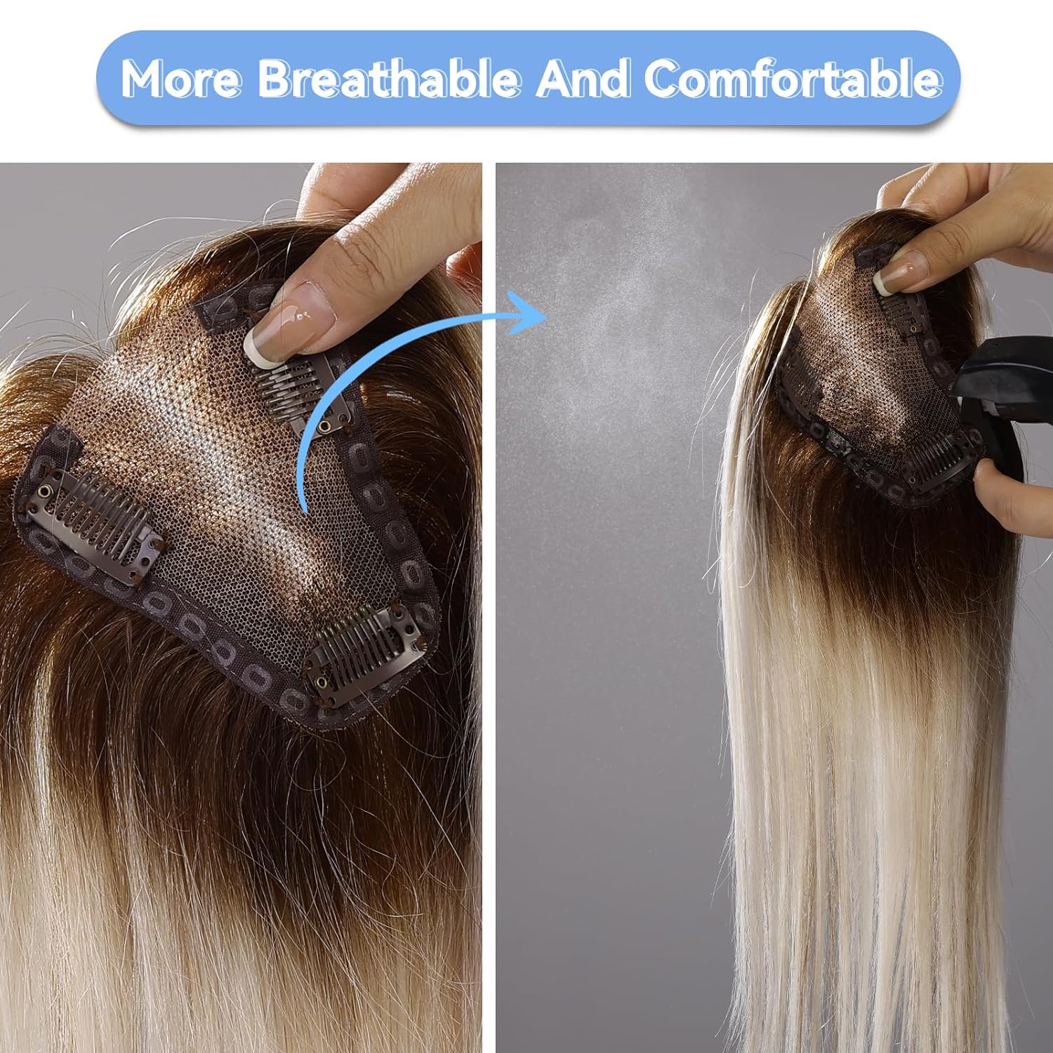 Toppers de cabelo humano loiro, base de renda 100% remy, clipes em luz, marrom dourado, postiços mistos para mulheres, 12 polegadas