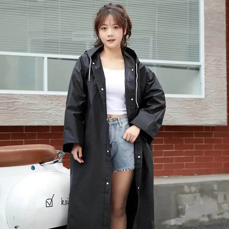 Hohe Qualität 1 stück EVA Unisex Regenmantel Verdickt Regenmantel Frauen Wasserdicht Männer Schwarz Camping Wasserdichte Regenbekleidung Anzug