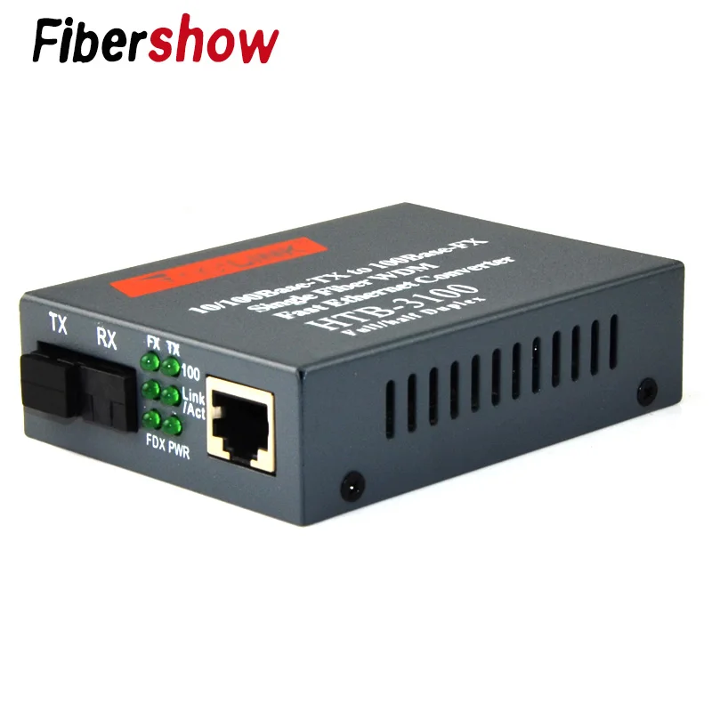 Media Converter HTB-3100 Fiber Optical Single Mode Single Fiber SC Port 20KM External Power Supply 10/100M