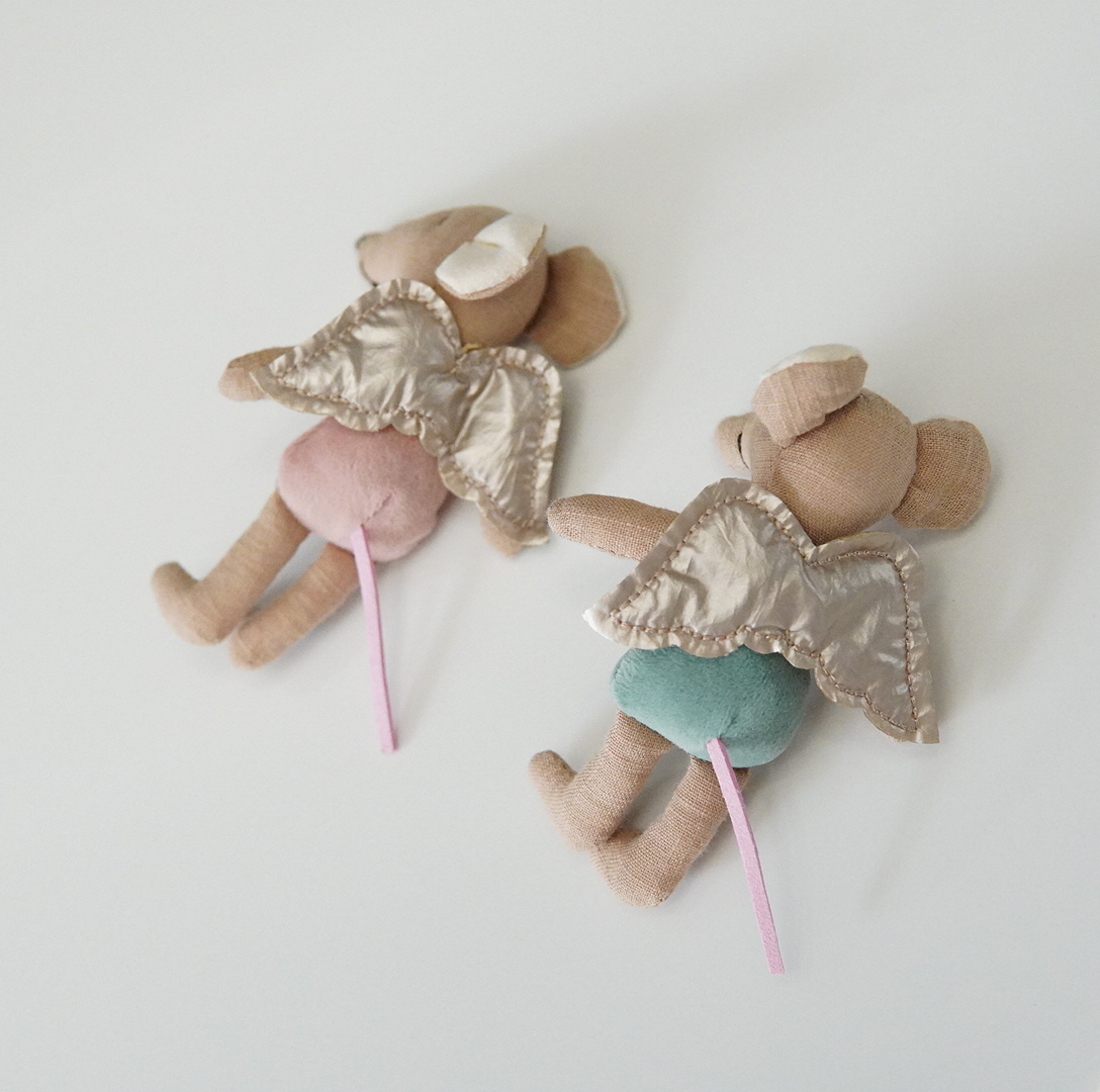 Dänische Mauspuppe aus Stoff, süße Engelsflügel-Mauspuppe, Tierkreiszeichen-Geschenk, Stoffpuppe, Nippes