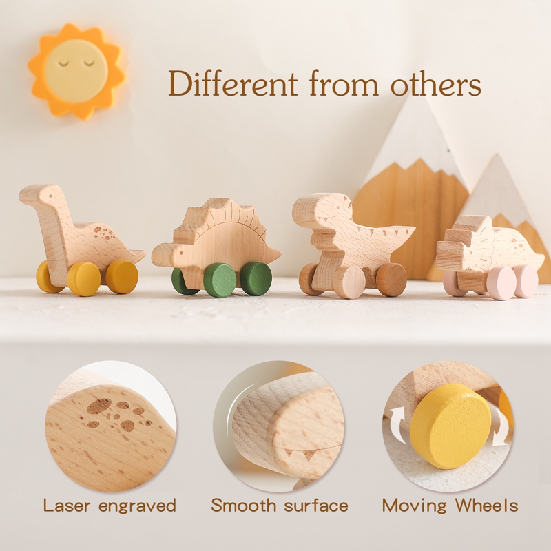 Juguetes rompecabezas, mordedor de madera de haya, coche de perro de madera, juguetes de madera de dibujos animados, juguetes de agarre para la dentición, productos para niños pequeños, bloques de mordedores
