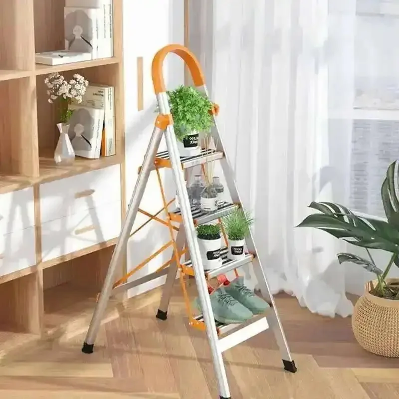 Indoor Modern Folding Aluminum Ladder Telescopic Portable Step Stools Home Stairs Kitchen Multi-function Herringbone Step Ladder