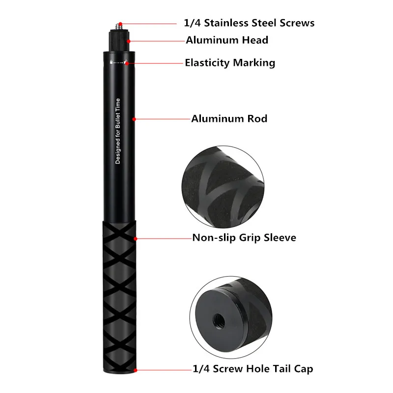 For Insta360 X5 X4 X3 Invisible Selfie Stick Extended Selfie Stick for GoPro 13 12 DJI Action 5 4 3 Camera Aluminum Stand