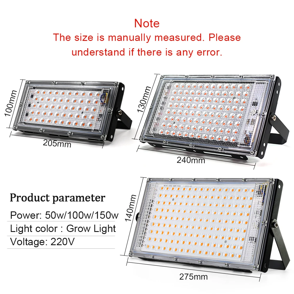 Led Grow Light 50W 100W 150W Ac 220V Phyto Lamp Volledige Spectrum Led Schijnwerper Kamerplanten hydrocultuur Kas Groei Verlichting