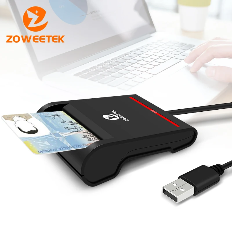 Zoweetek usb 2.0 leitor de cartão inteligente para ic id banco emv para computador pc