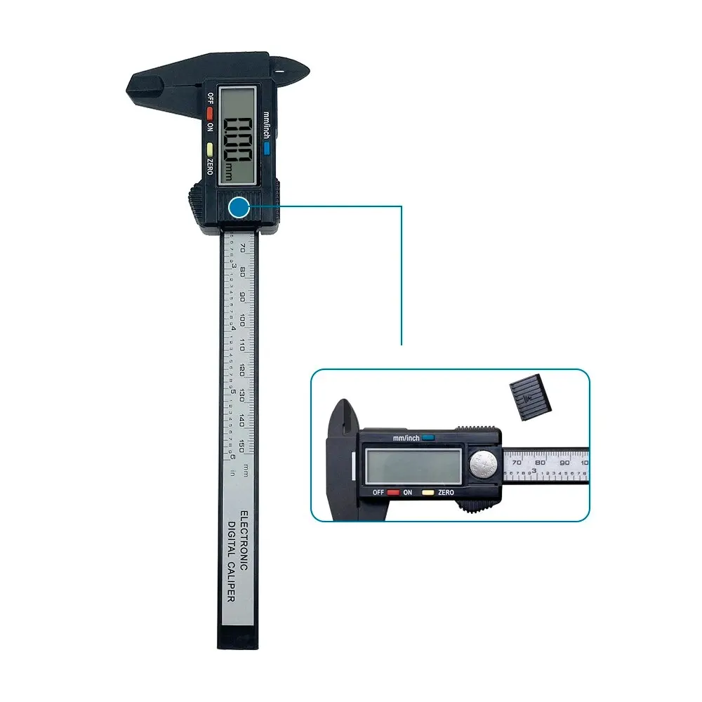 Calibrador Digital electrónico de 150mm y 100mm, calibrador Vernier con esfera de fibra de carbono, micrómetro, herramienta de medición, regla Digital